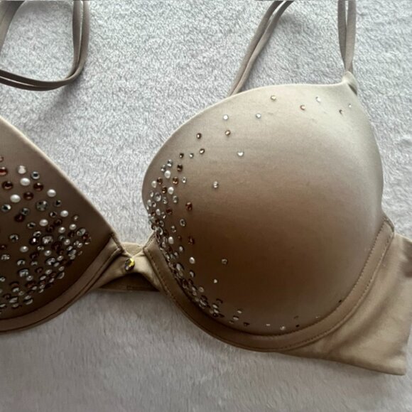 Victoria's Secret Very Sexy Pushup Underwire Bra- Mocha with Jewels- Size 36B - Picture 3 of 6